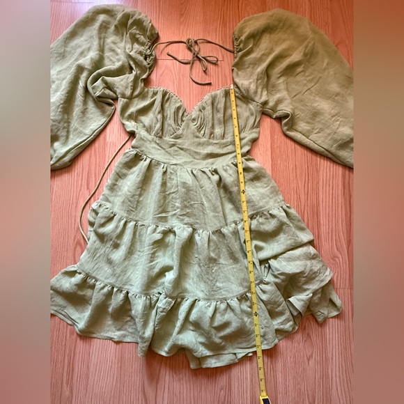 SOLD NEW Princess Polly DANNY LONG SLEEVE MINI DRESS GREEN Size 8 - Picture 5 of 6